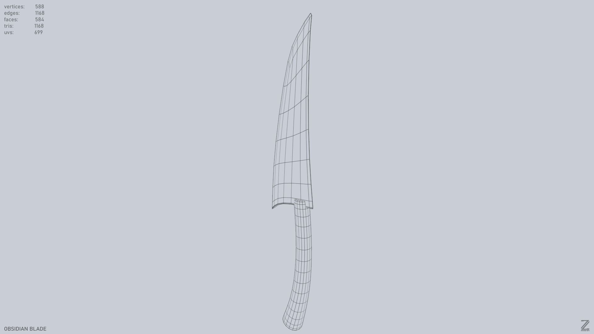 Obsidian blade Low-poly 3D model_9