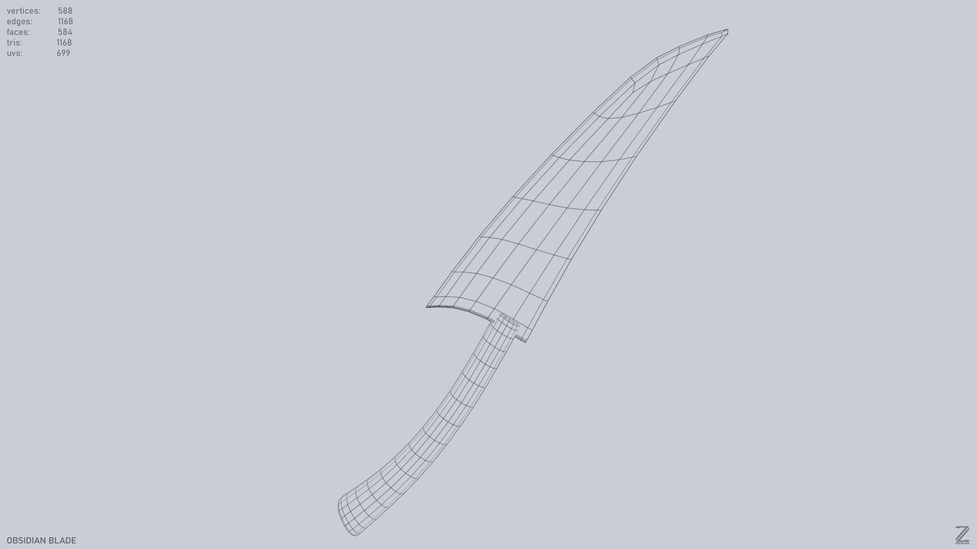 Obsidian blade Low-poly 3D model_14