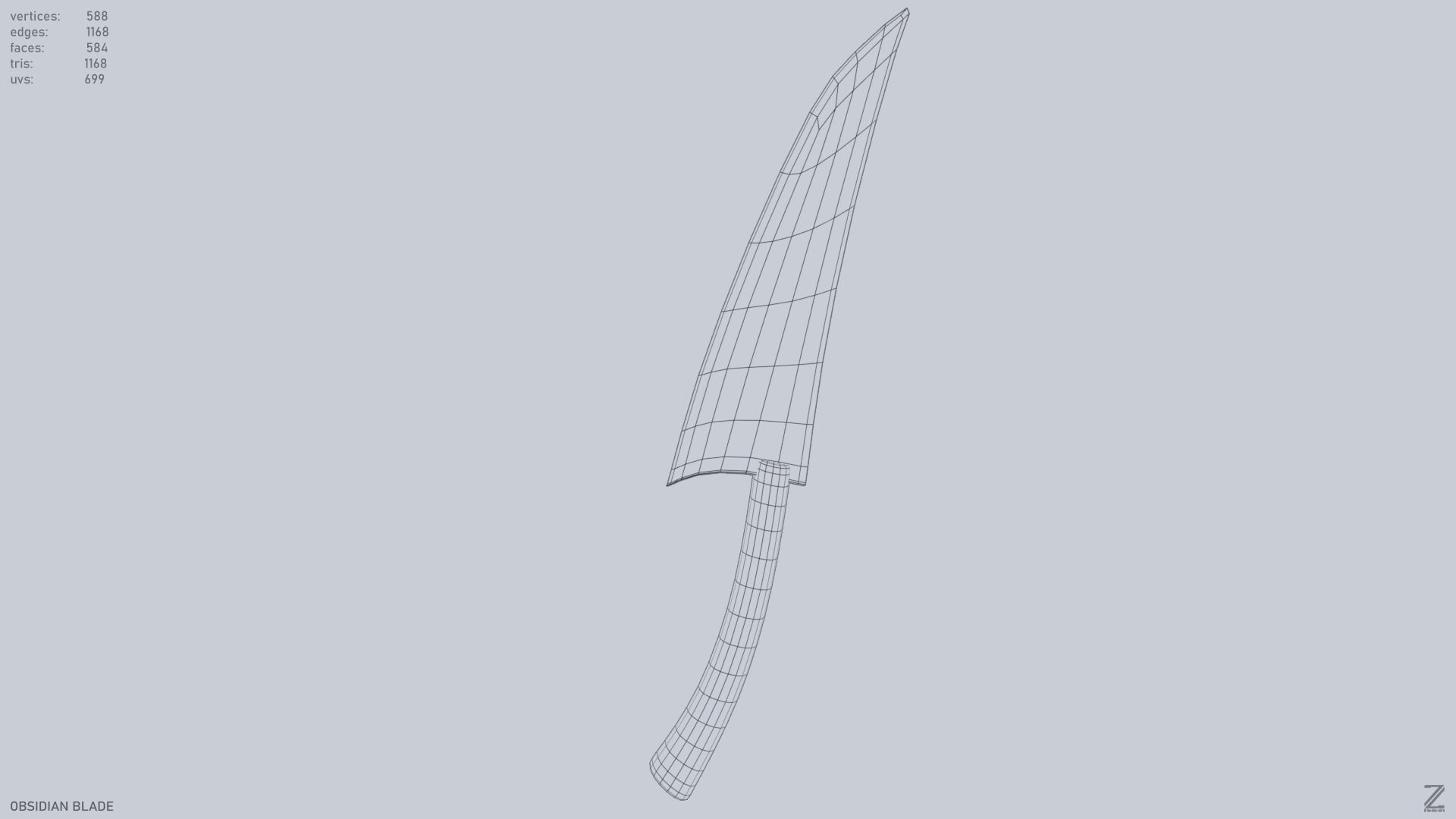 Obsidian blade Low-poly 3D model_15