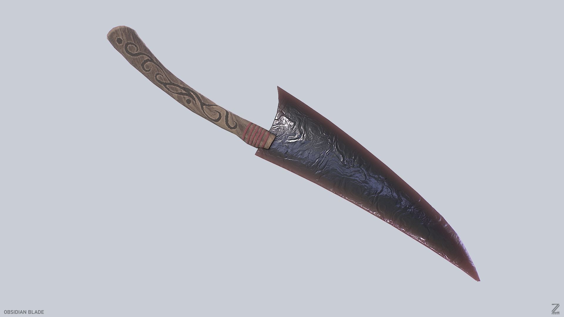 Obsidian blade Low-poly 3D model_8
