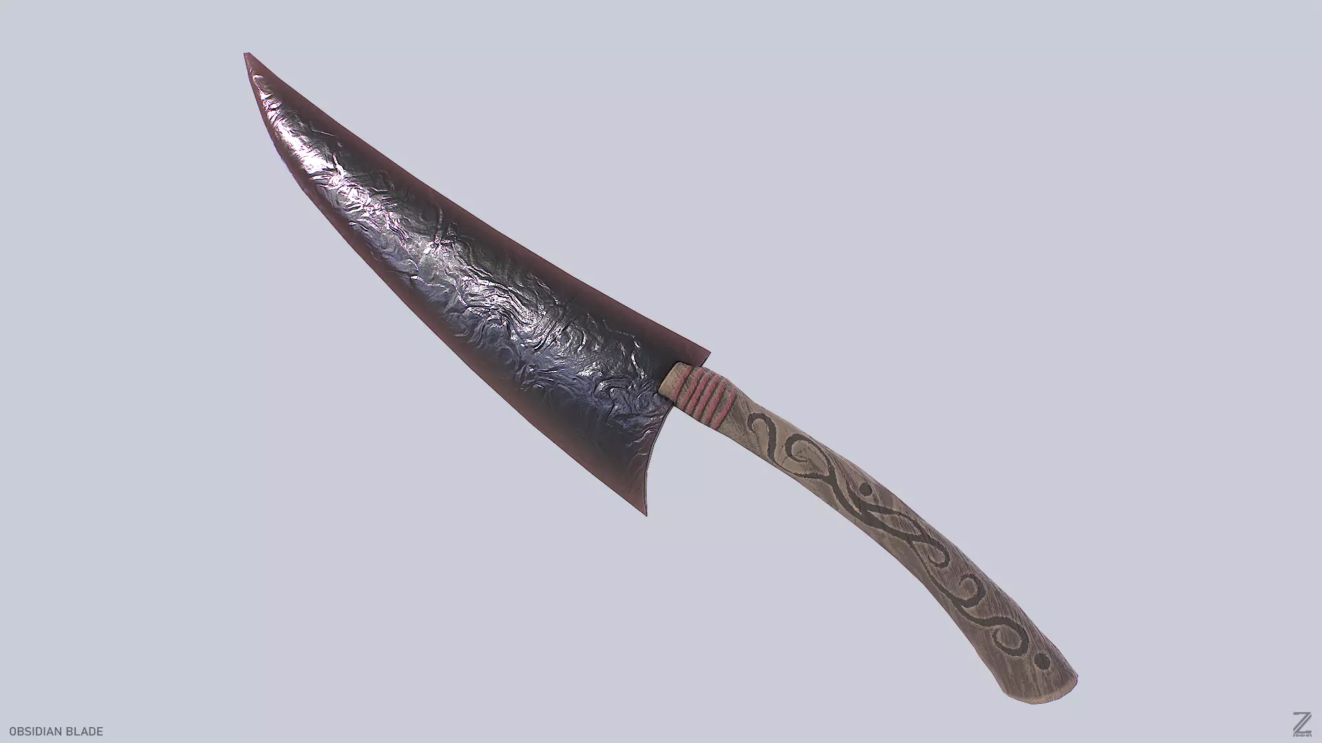 Obsidian blade Low-poly 3D model_0