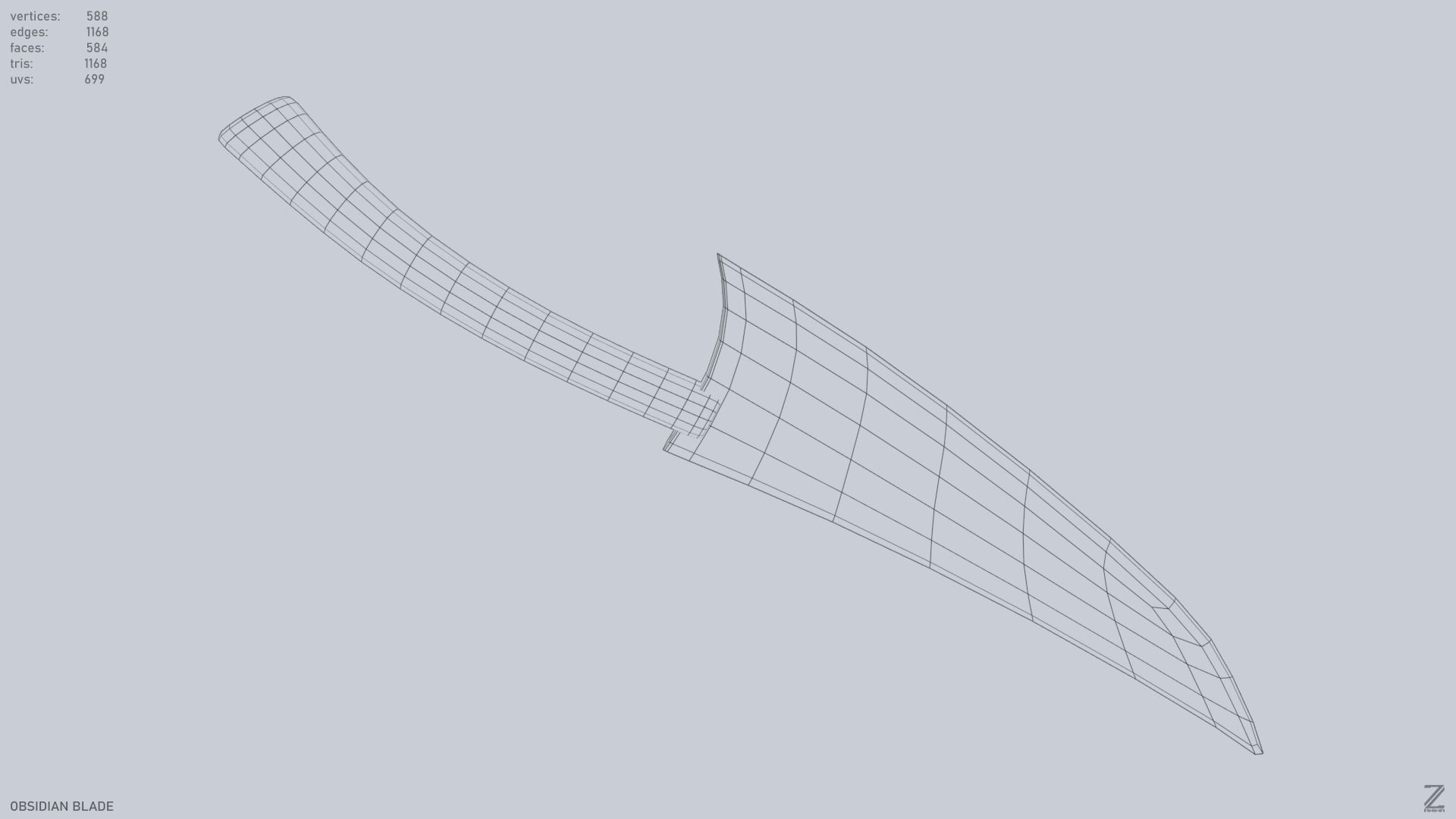 Obsidian blade Low-poly 3D model_13