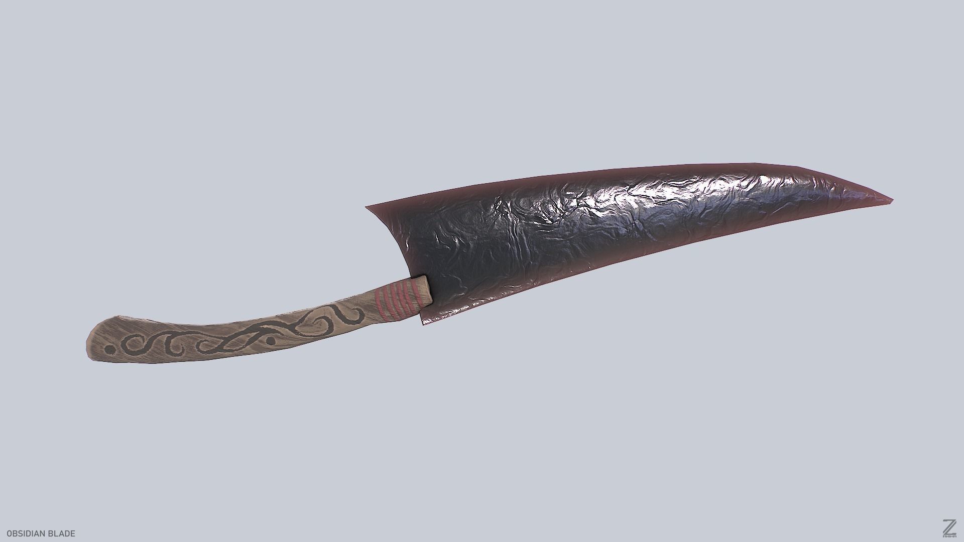 Obsidian blade Low-poly 3D model_6