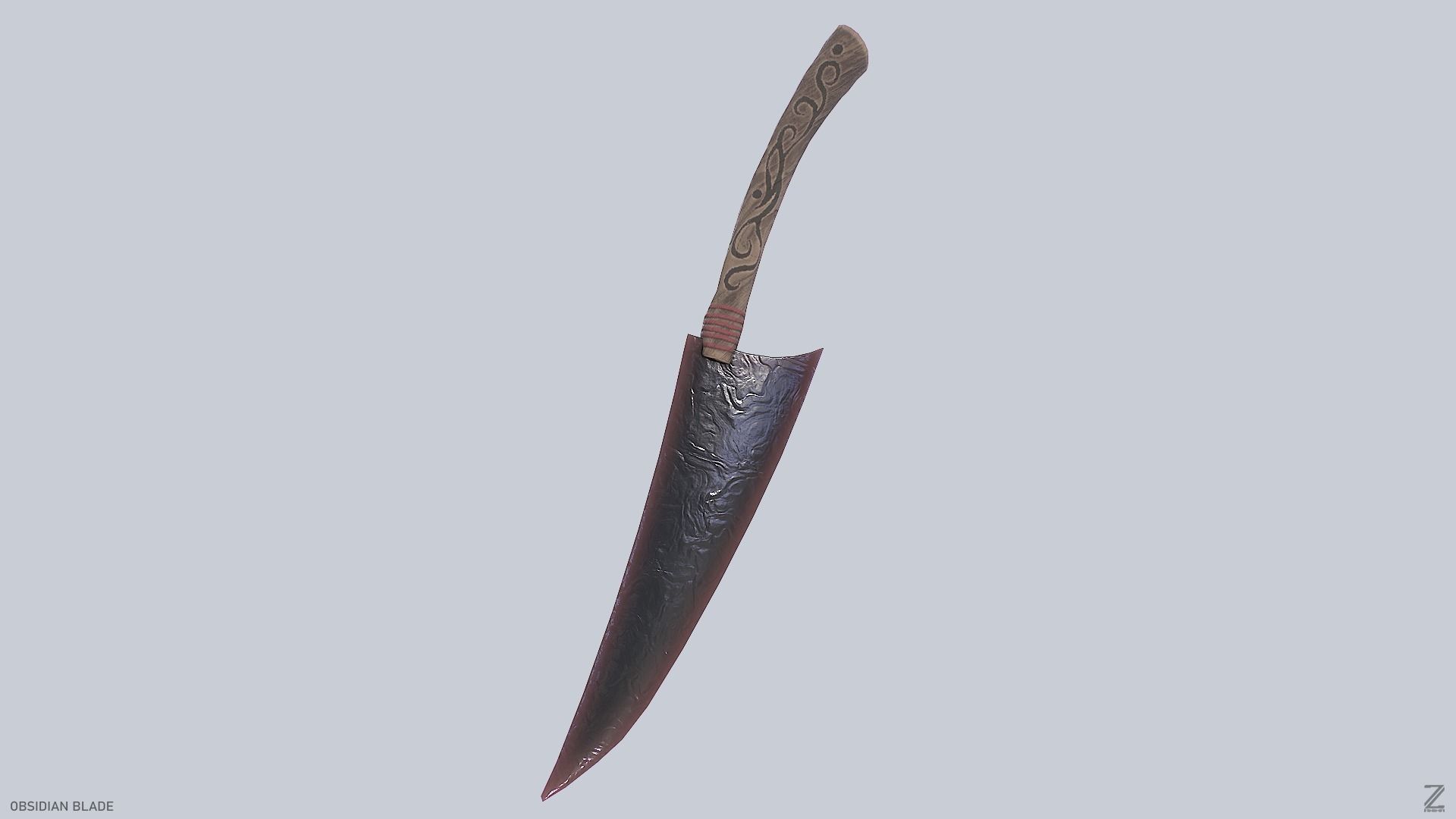 Obsidian blade Low-poly 3D model_7