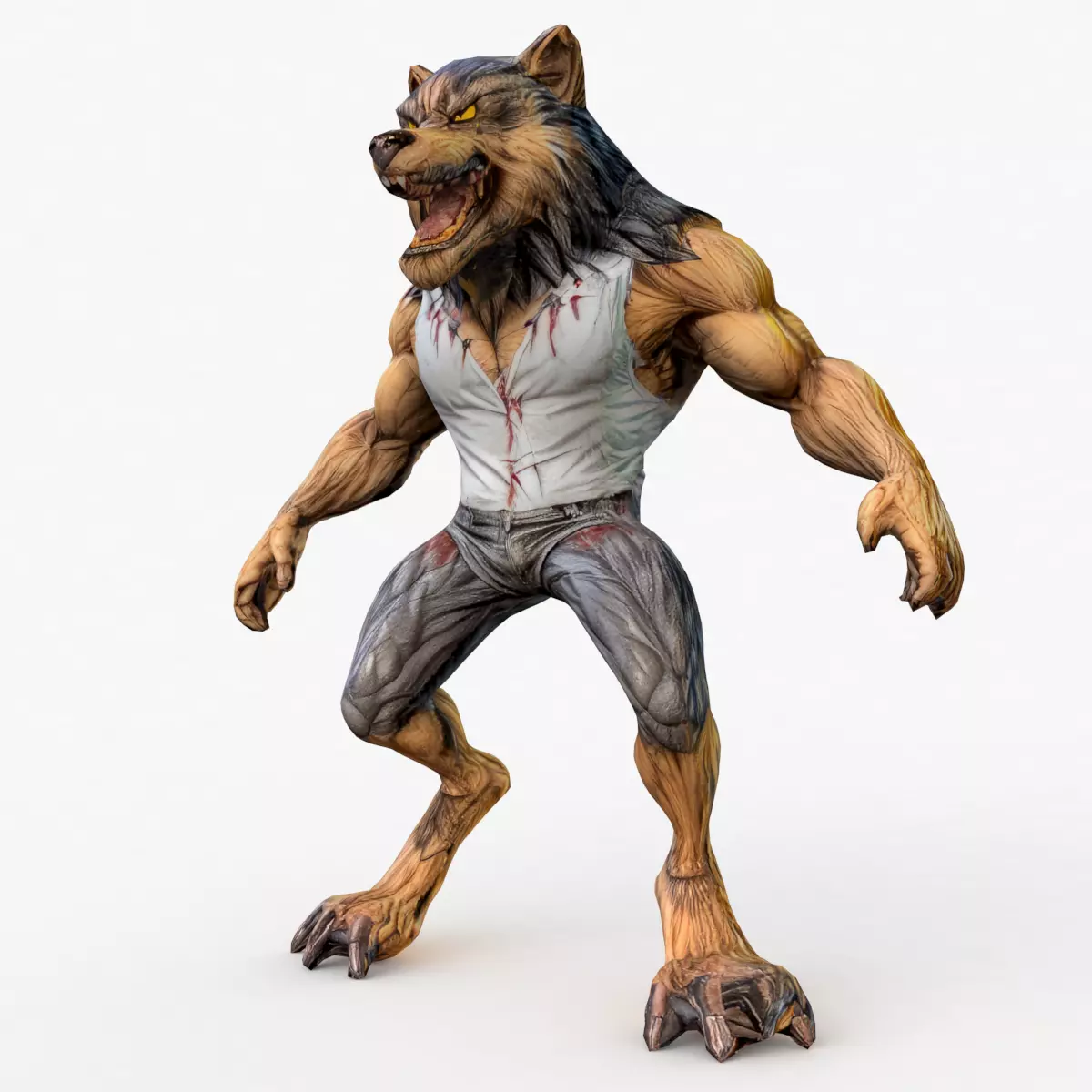 Wolfman Cartoon Low-poly 3D model