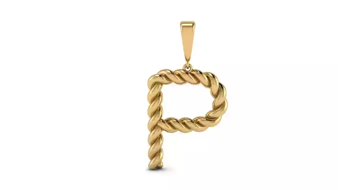 Twisted Cable Letter Pendant 20 mm Letter P