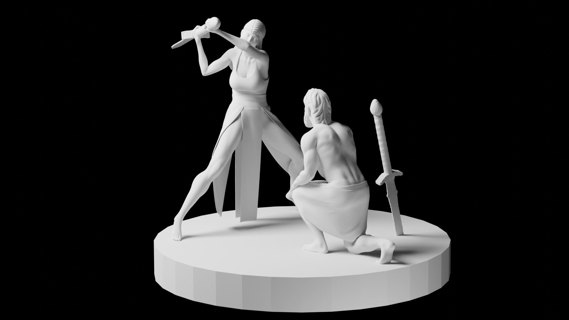 Female Warrior With Greatsword 3D print model_2