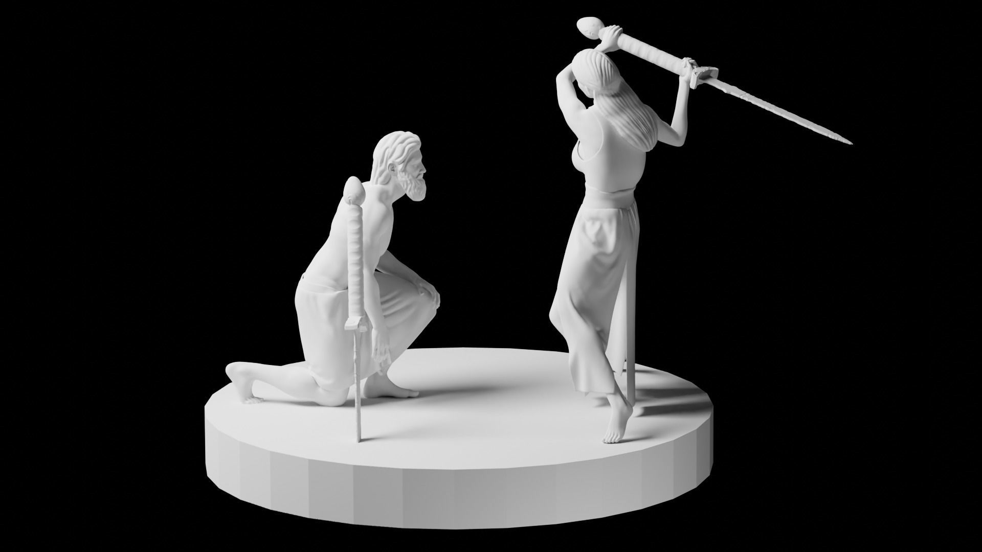 Female Warrior With Greatsword 3D print model_7