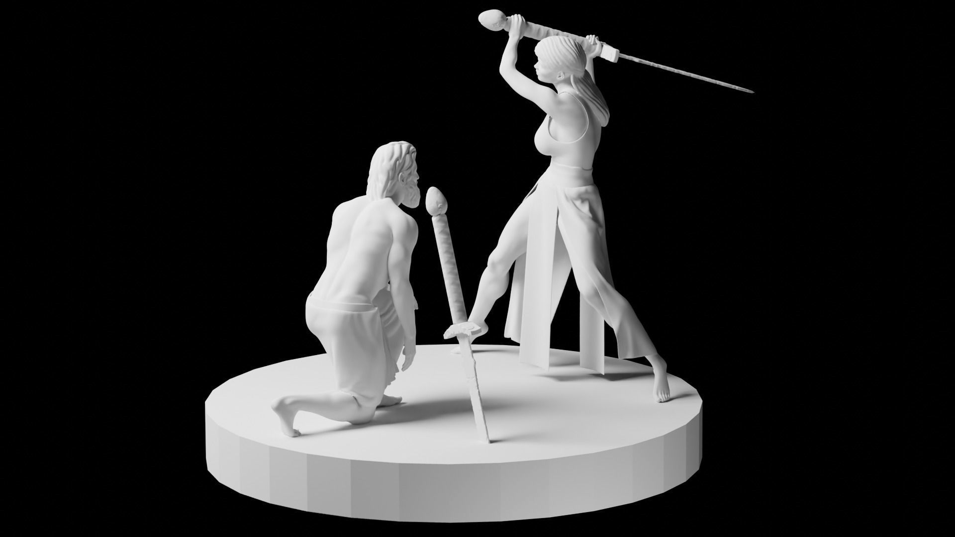 Female Warrior With Greatsword 3D print model_8