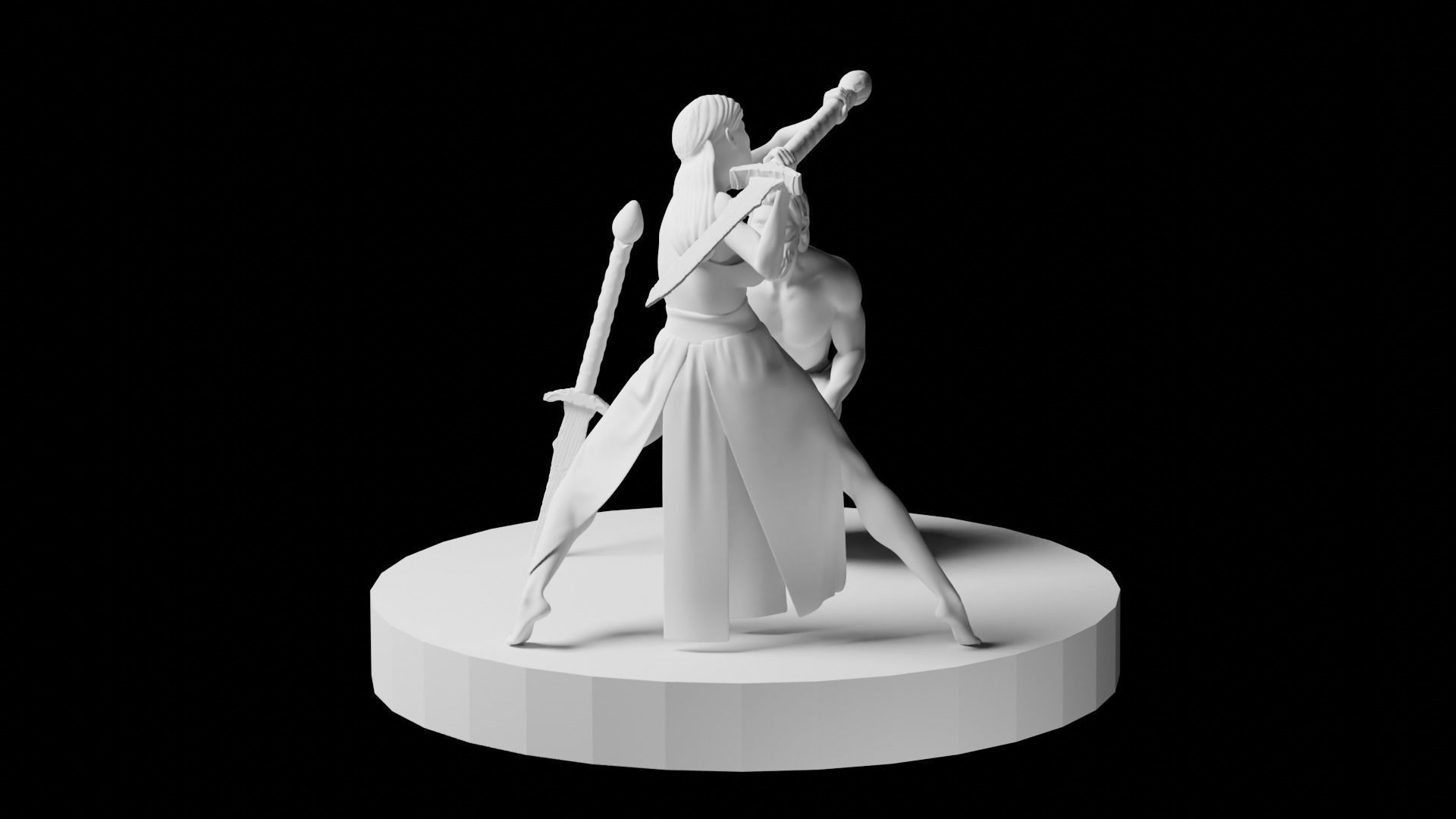 Female Warrior With Greatsword 3D print model_5
