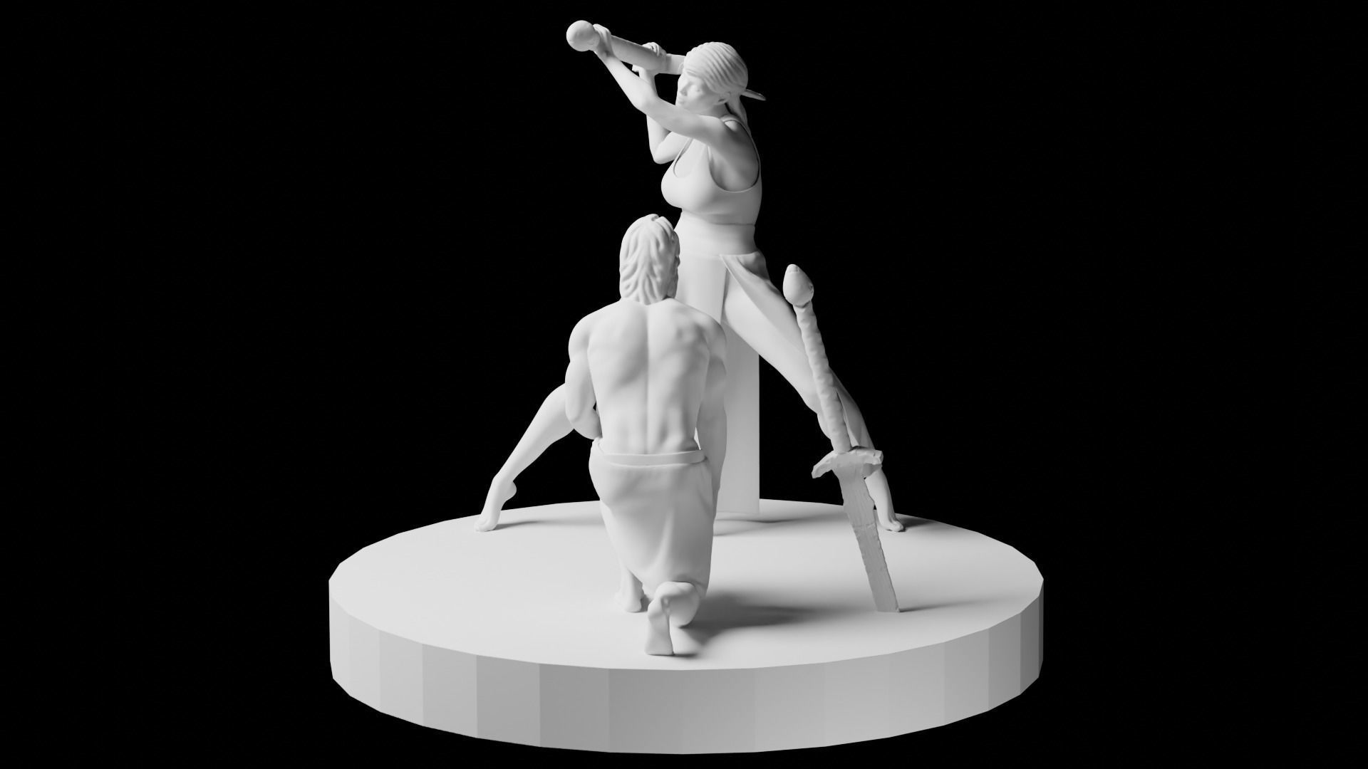 Female Warrior With Greatsword 3D print model_9