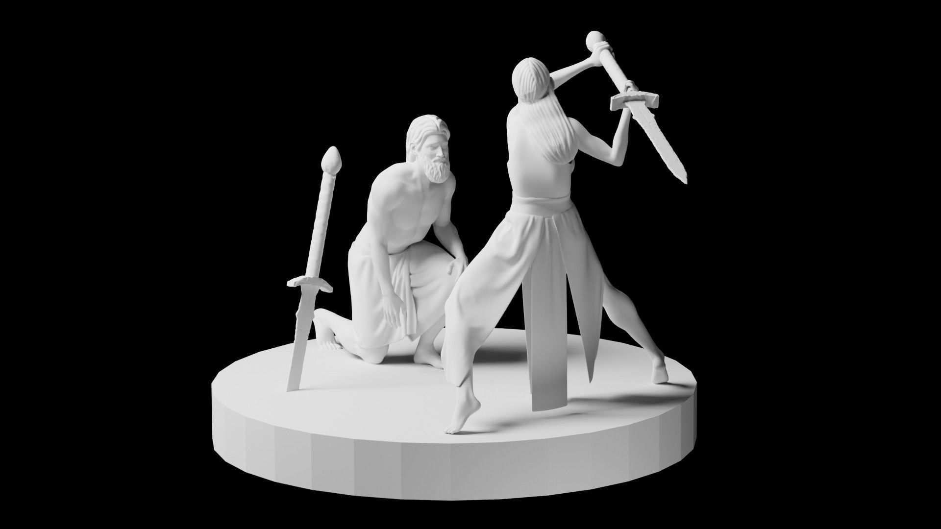 Female Warrior With Greatsword 3D print model_6