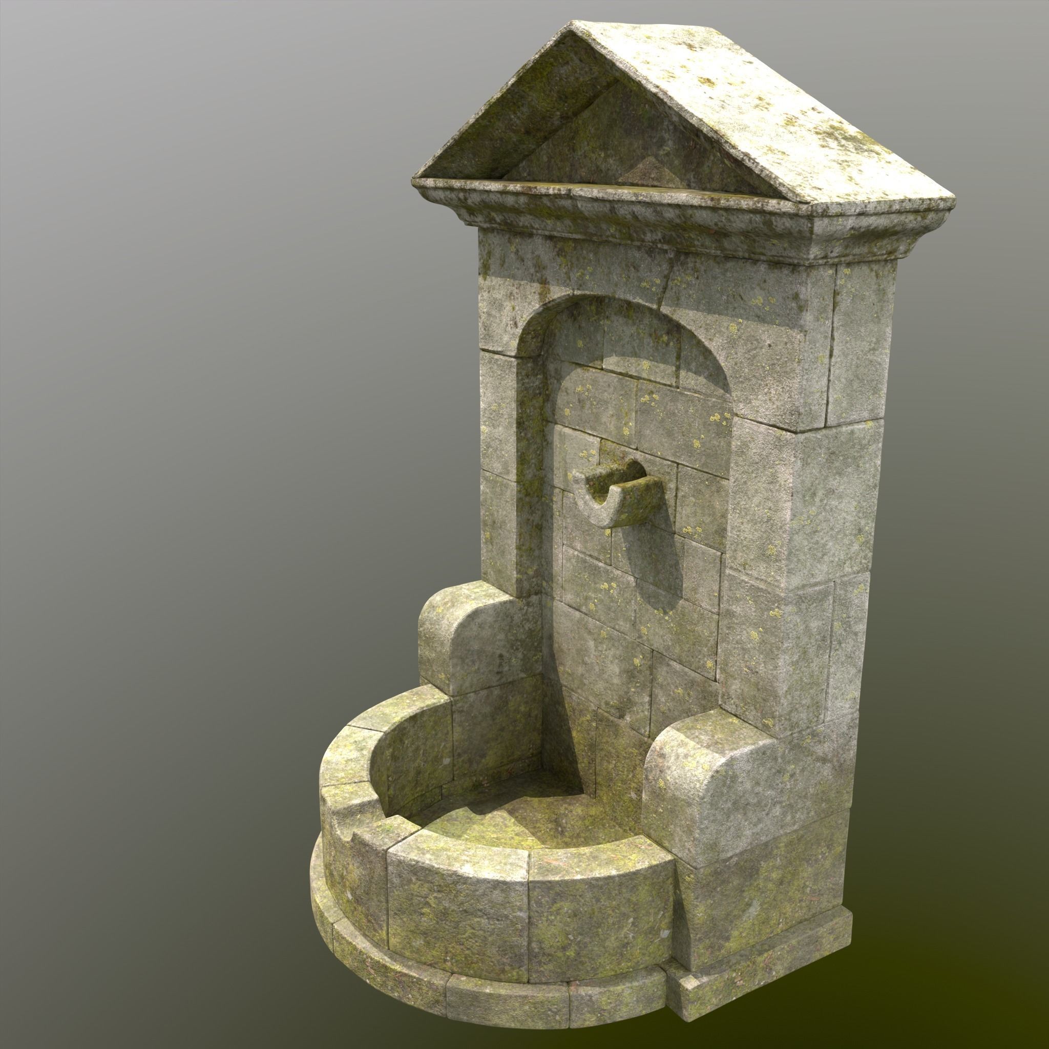 Old country fountain 3D model_3