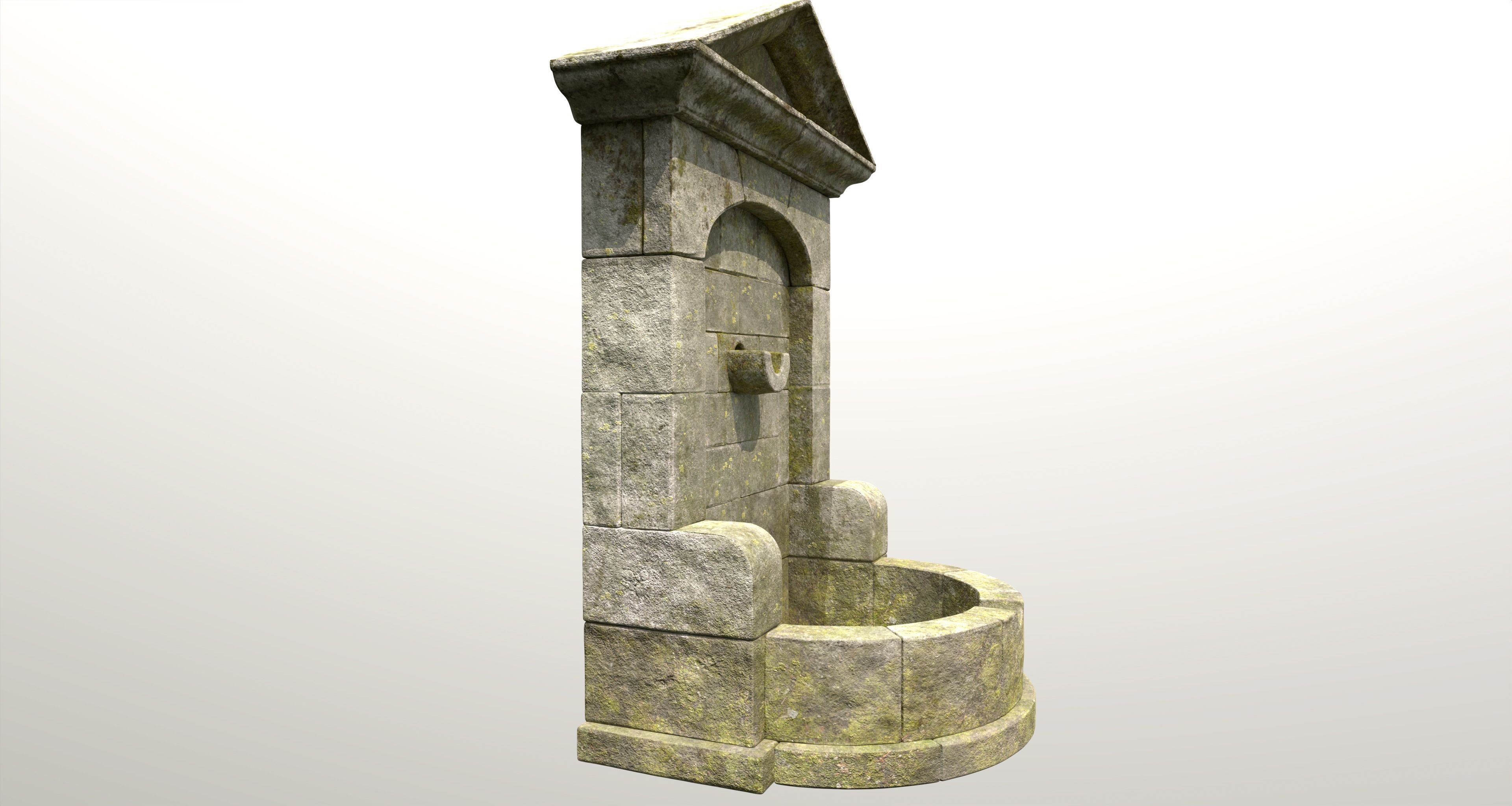 Old country fountain 3D model_4