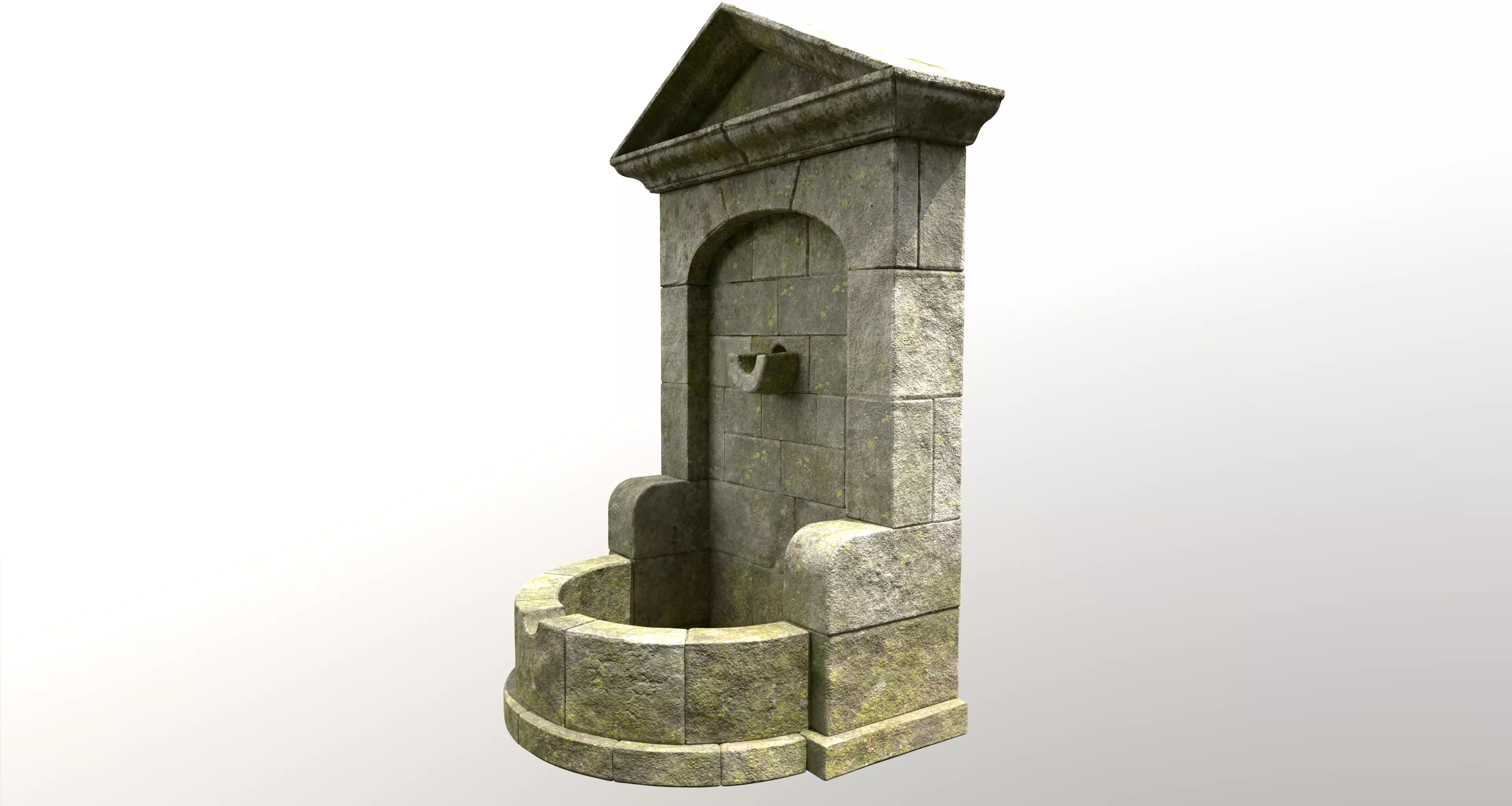 Old country fountain 3D model_0