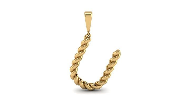 Twisted Cable Letter Pendant 20 mm Letter U 3D print model