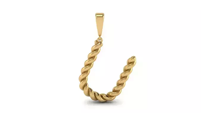 Twisted Cable Letter Pendant 20 mm Letter U