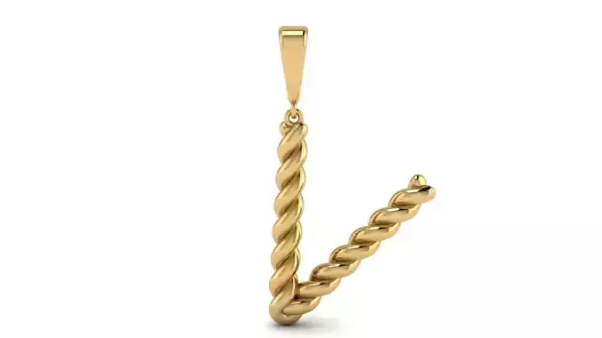 Twisted Cable Letter Pendant 20 mm Letter V