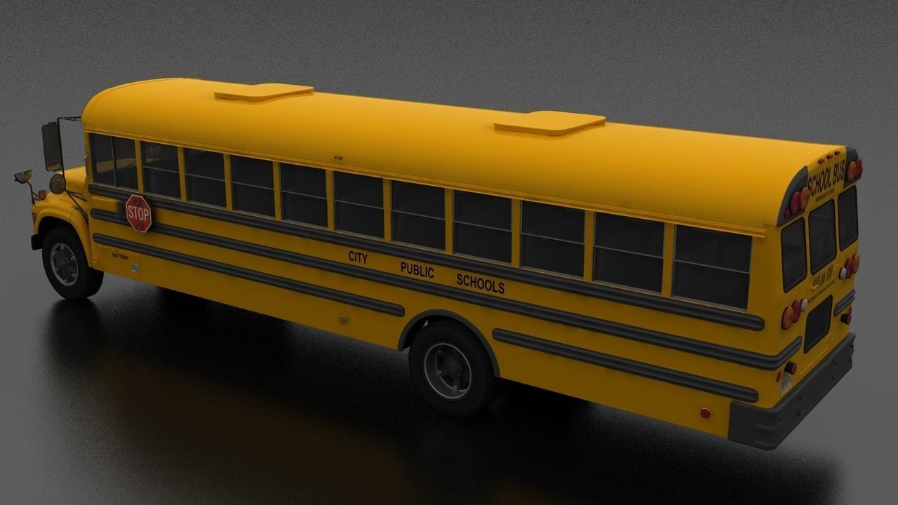 B-Series B-800 School Bus 1995 Low-poly 3D model_2