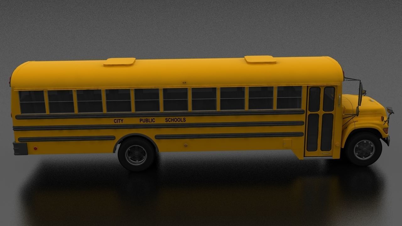 B-Series B-800 School Bus 1995 Low-poly 3D model_5