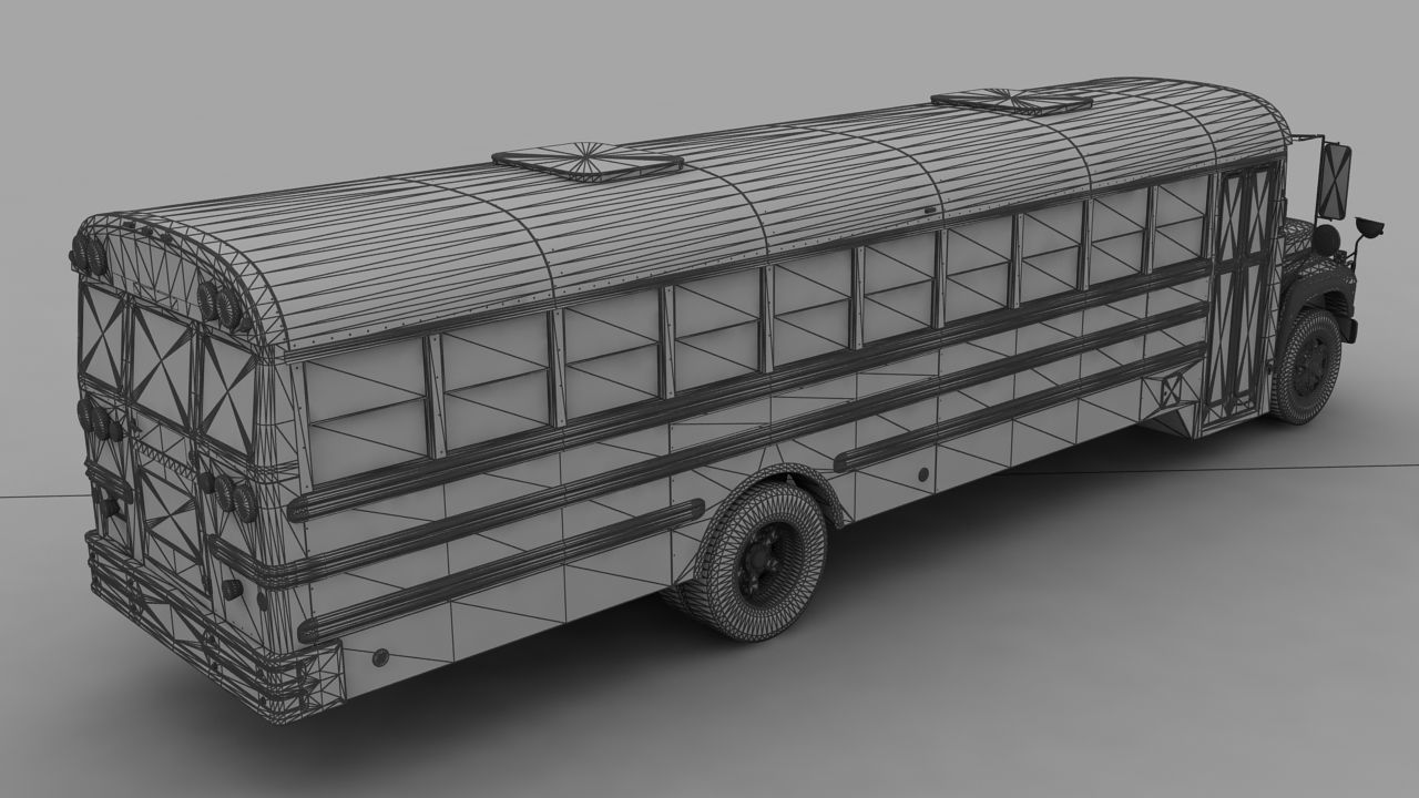 B-Series B-800 School Bus 1995 Low-poly 3D model_9