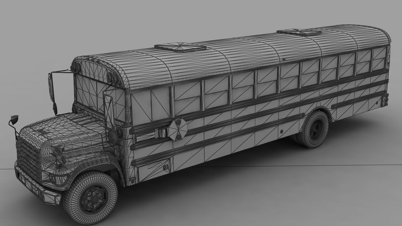 B-Series B-800 School Bus 1995 Low-poly 3D model_8