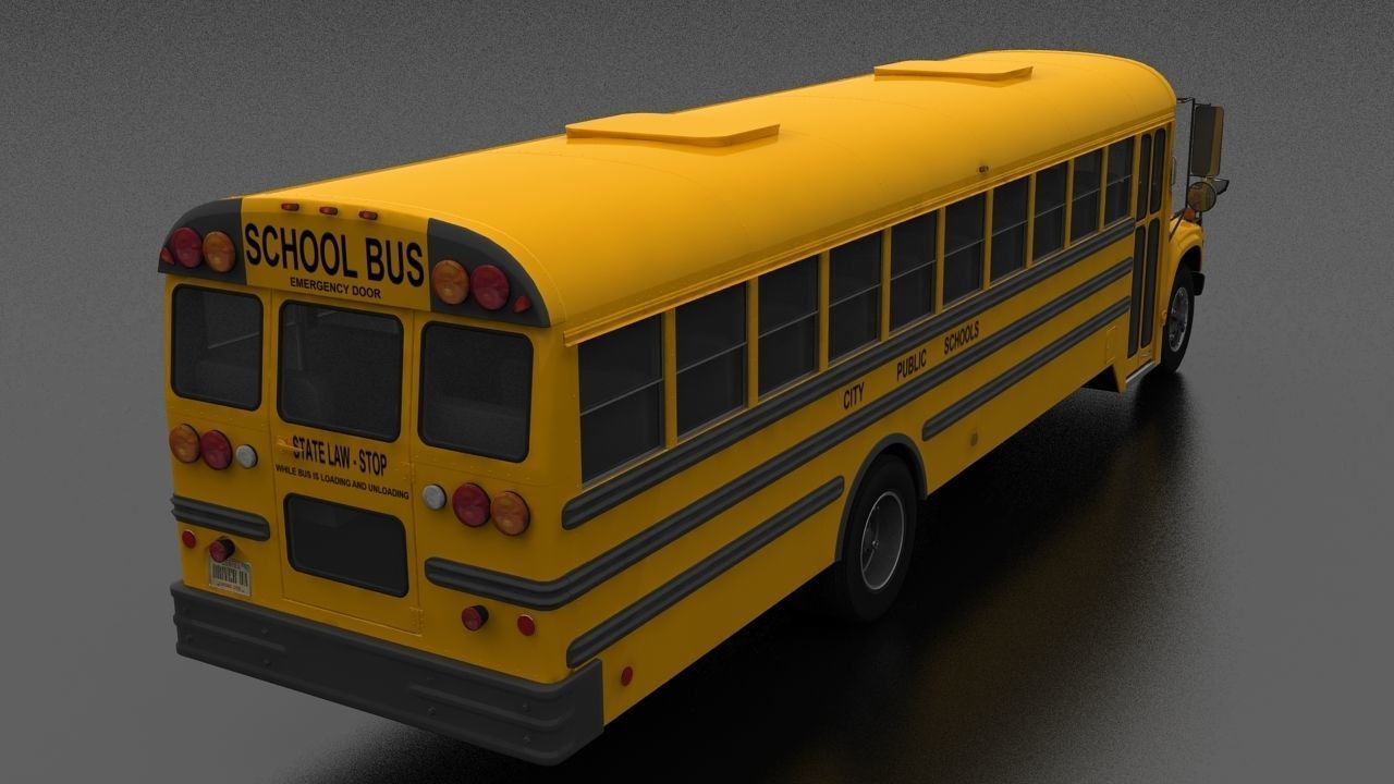 B-Series B-800 School Bus 1995 Low-poly 3D model_4