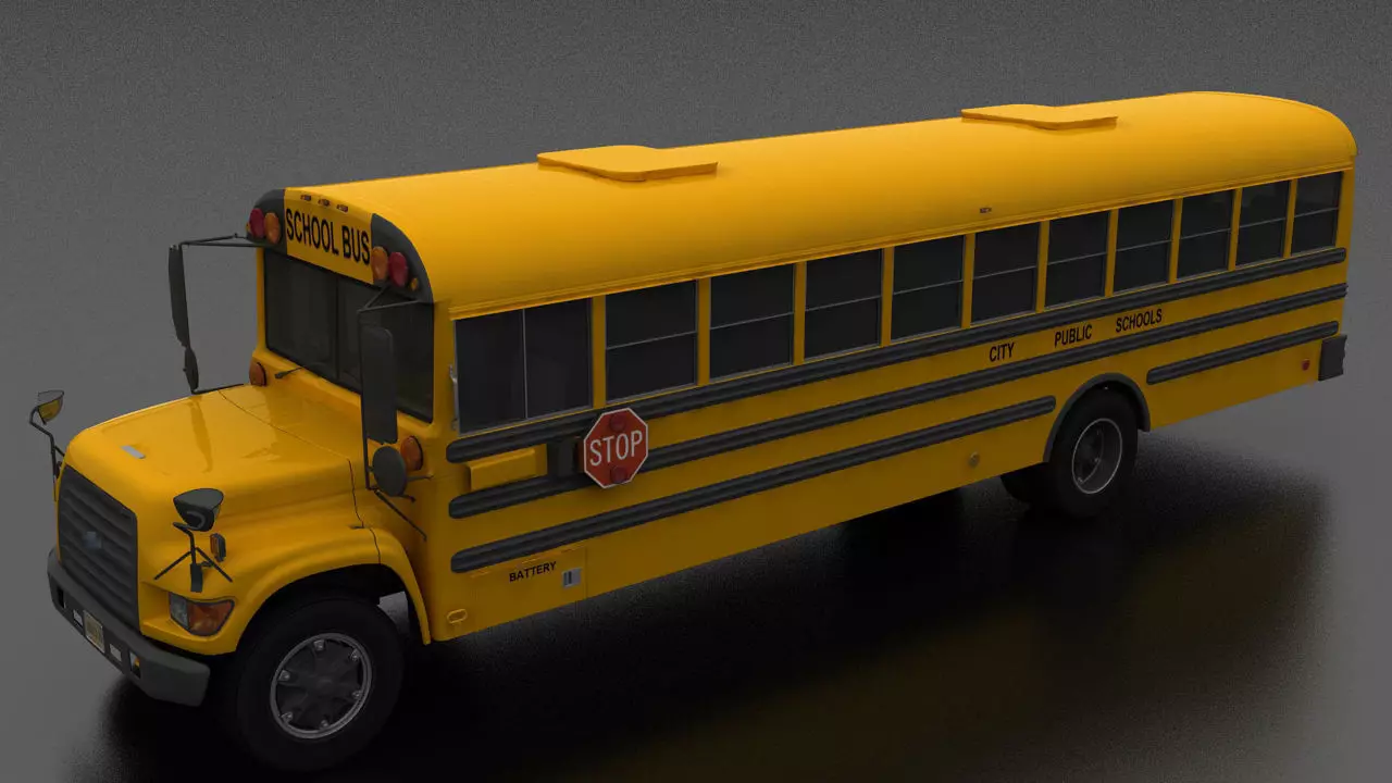 B-Series B-800 School Bus 1995 Low-poly 3D model_0