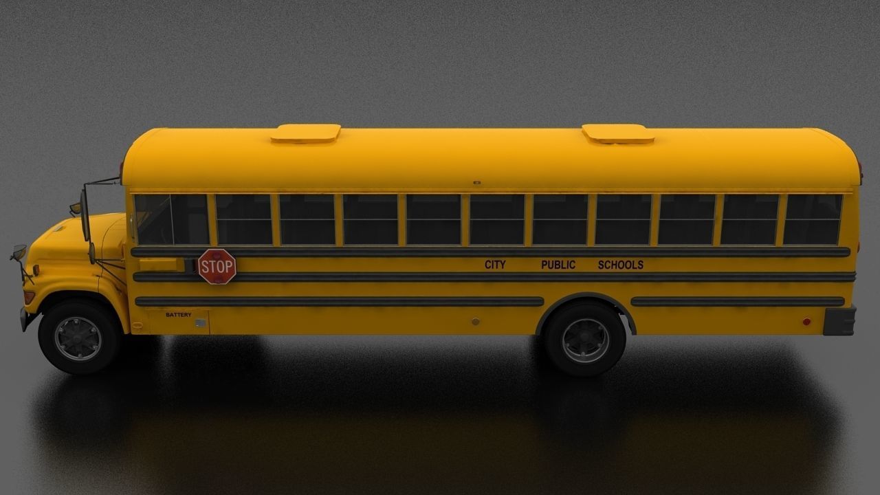 B-Series B-800 School Bus 1995 Low-poly 3D model_1