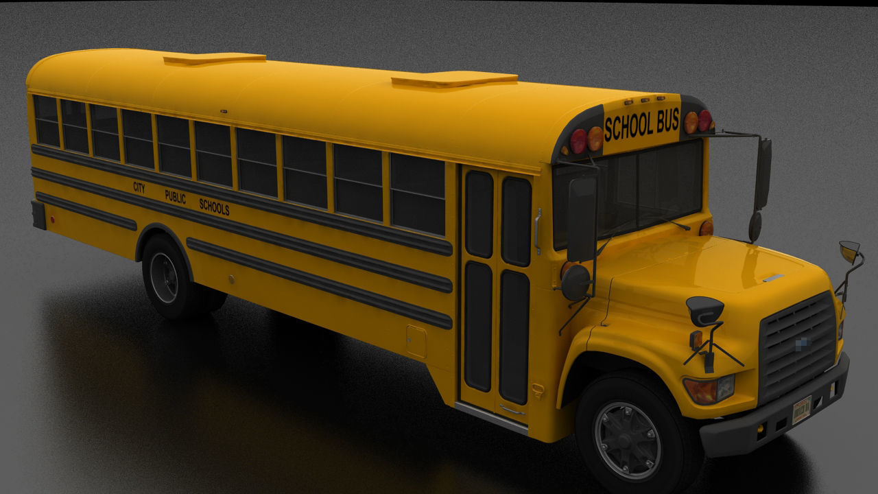 B-Series B-800 School Bus 1995 Low-poly 3D model_6