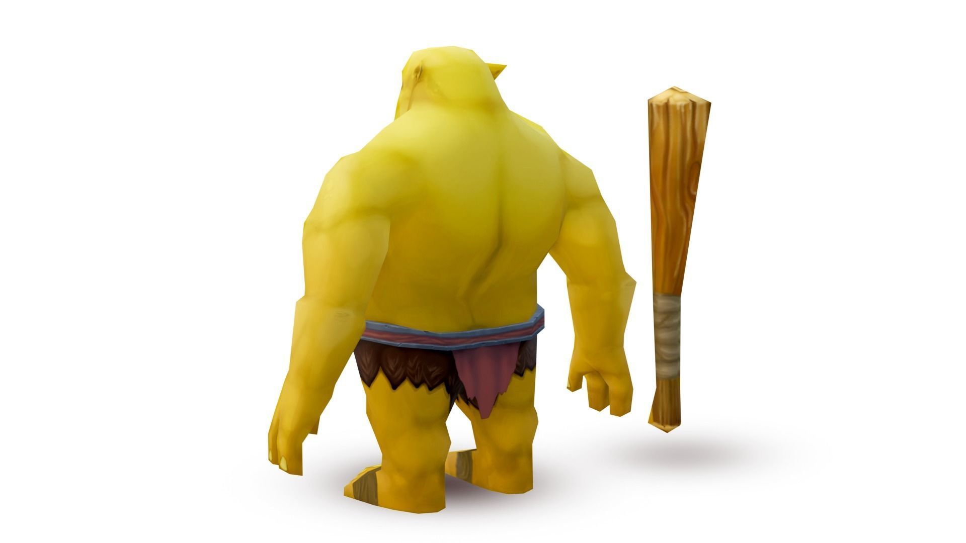 Game ready Rigged Ogre with weapon Low-poly 3D model_6