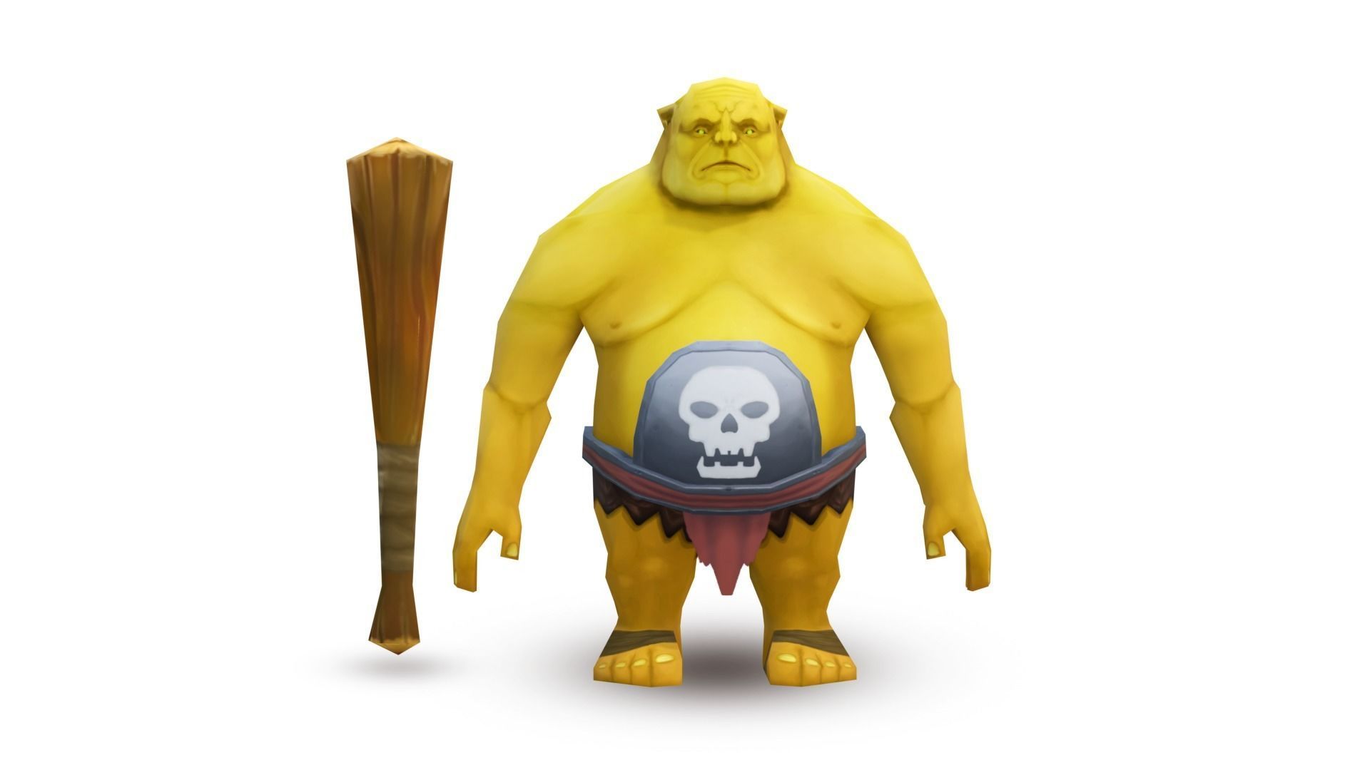 Game ready Rigged Ogre with weapon Low-poly 3D model_1