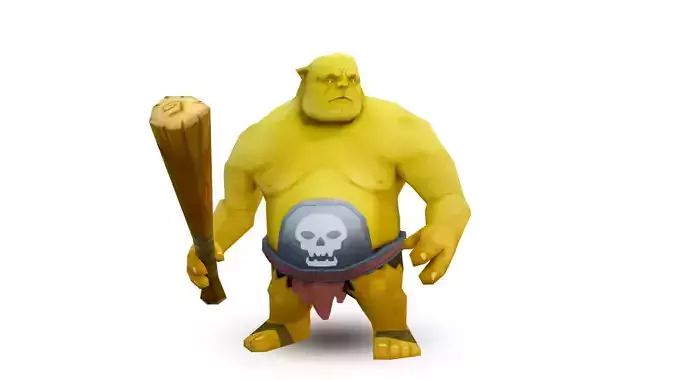 Game ready Rigged Ogre with weapon Low-poly 3D model