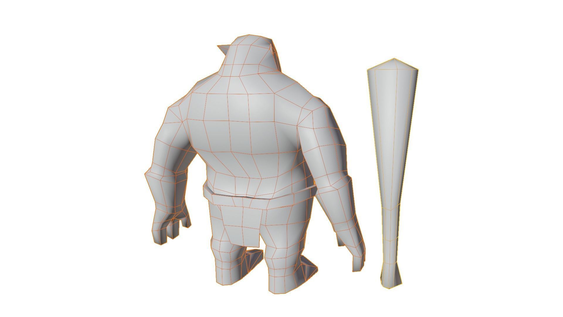 Game ready Rigged Ogre with weapon Low-poly 3D model_7