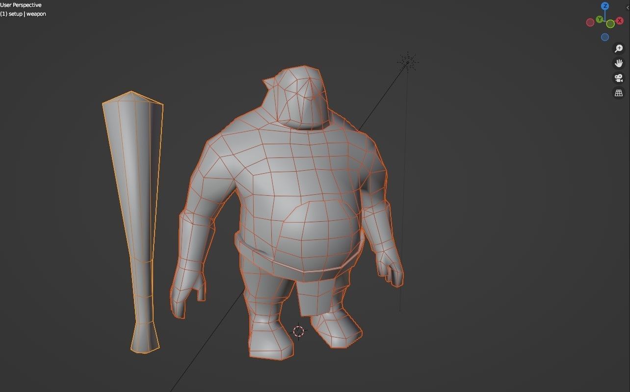 Game ready Rigged Ogre with weapon Low-poly 3D model_2