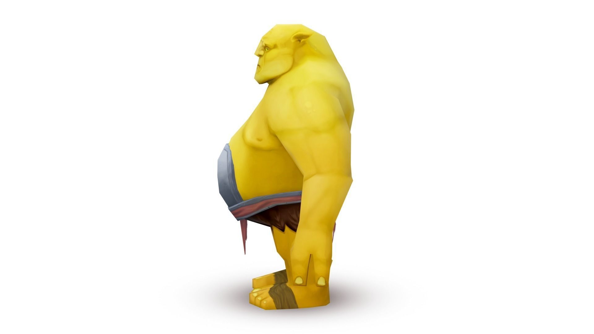 Game ready Rigged Ogre with weapon Low-poly 3D model_3