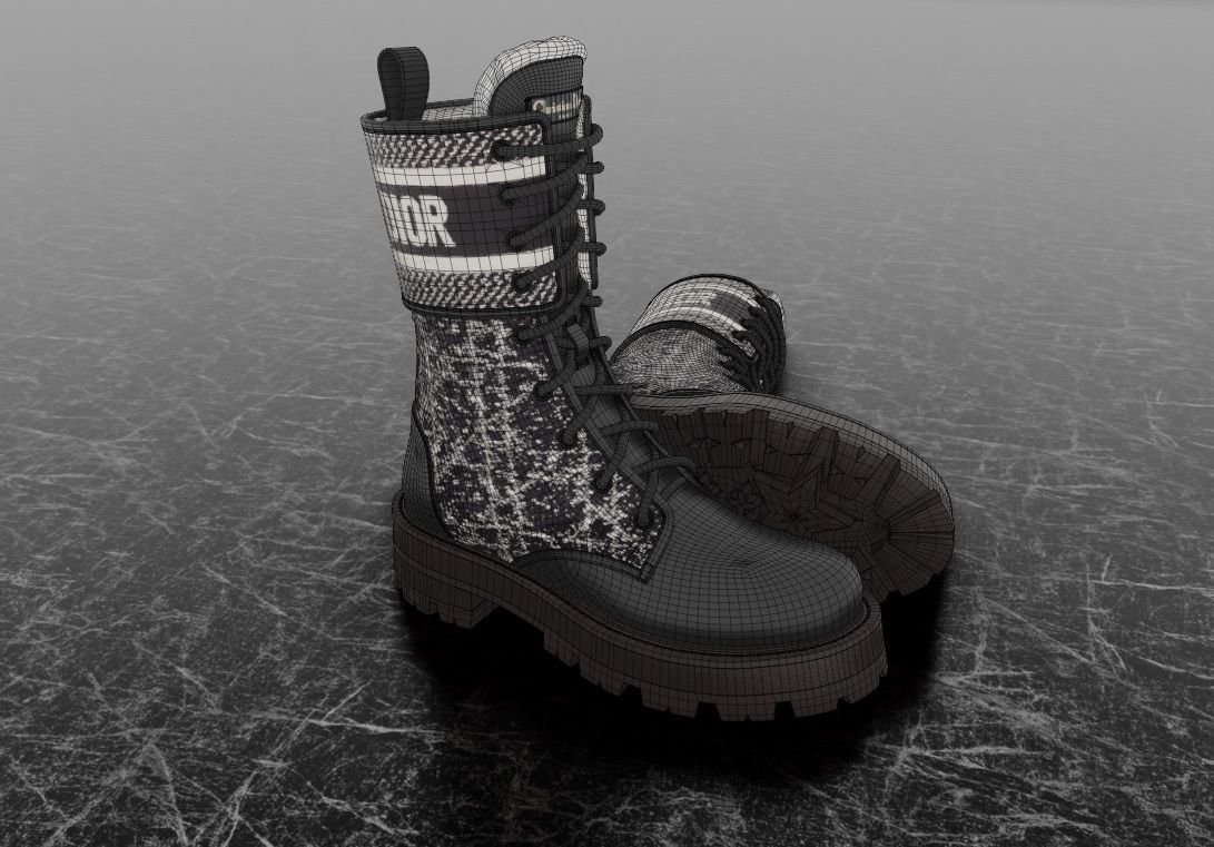 CHRISTIAN DIOR 3D SHOES D-MAJOR ANKLE BOOT Low-poly 3D model_12