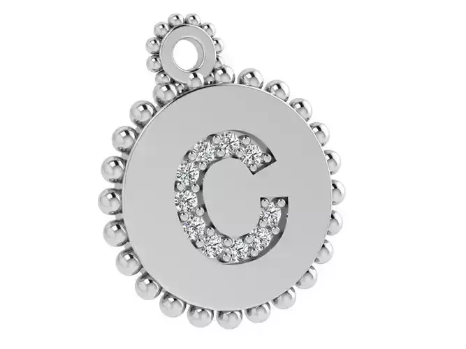 C Letter Circle Pendant 4155