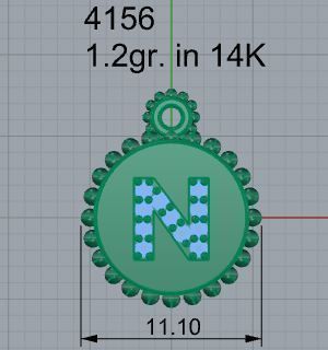 N Letter Circle Pendant 4156 3D print model_4
