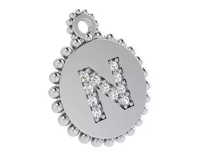 N Letter Circle Pendant 4156