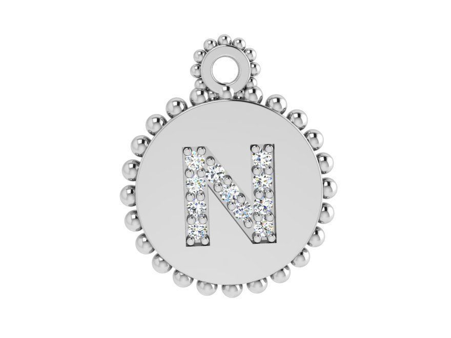N Letter Circle Pendant 4156 3D print model_2