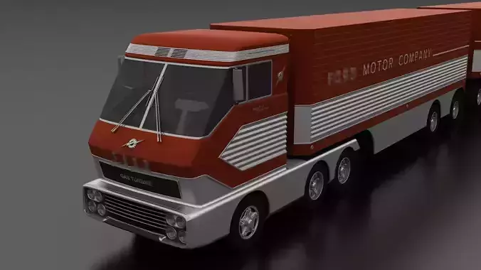 Big Red Gas Turbine 1964 Concept Semi Truck and Double Trailer