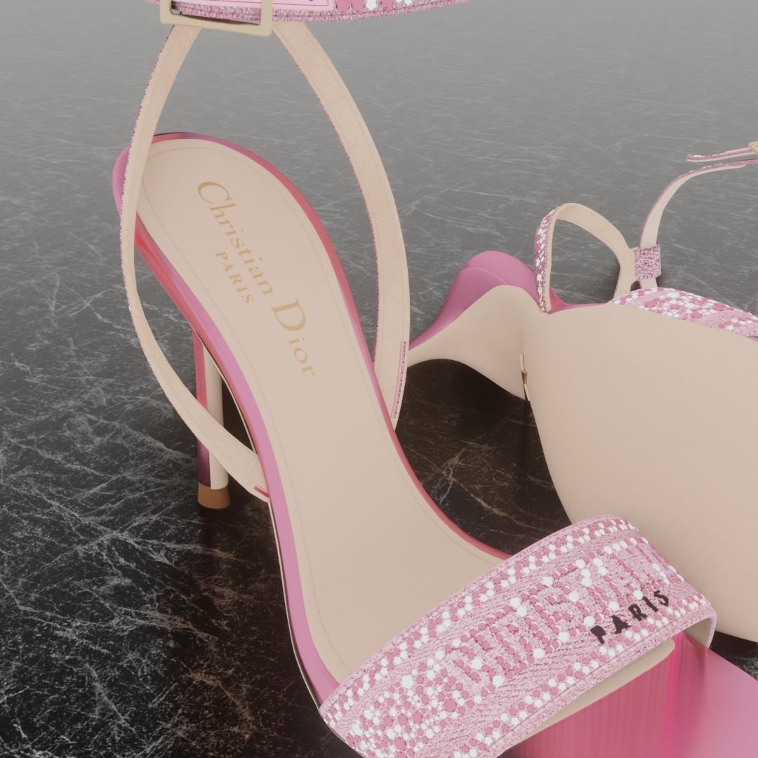 CHRISTIAN DIOR 3D DWAY HEELED SANDAL Low-poly 3D model_11