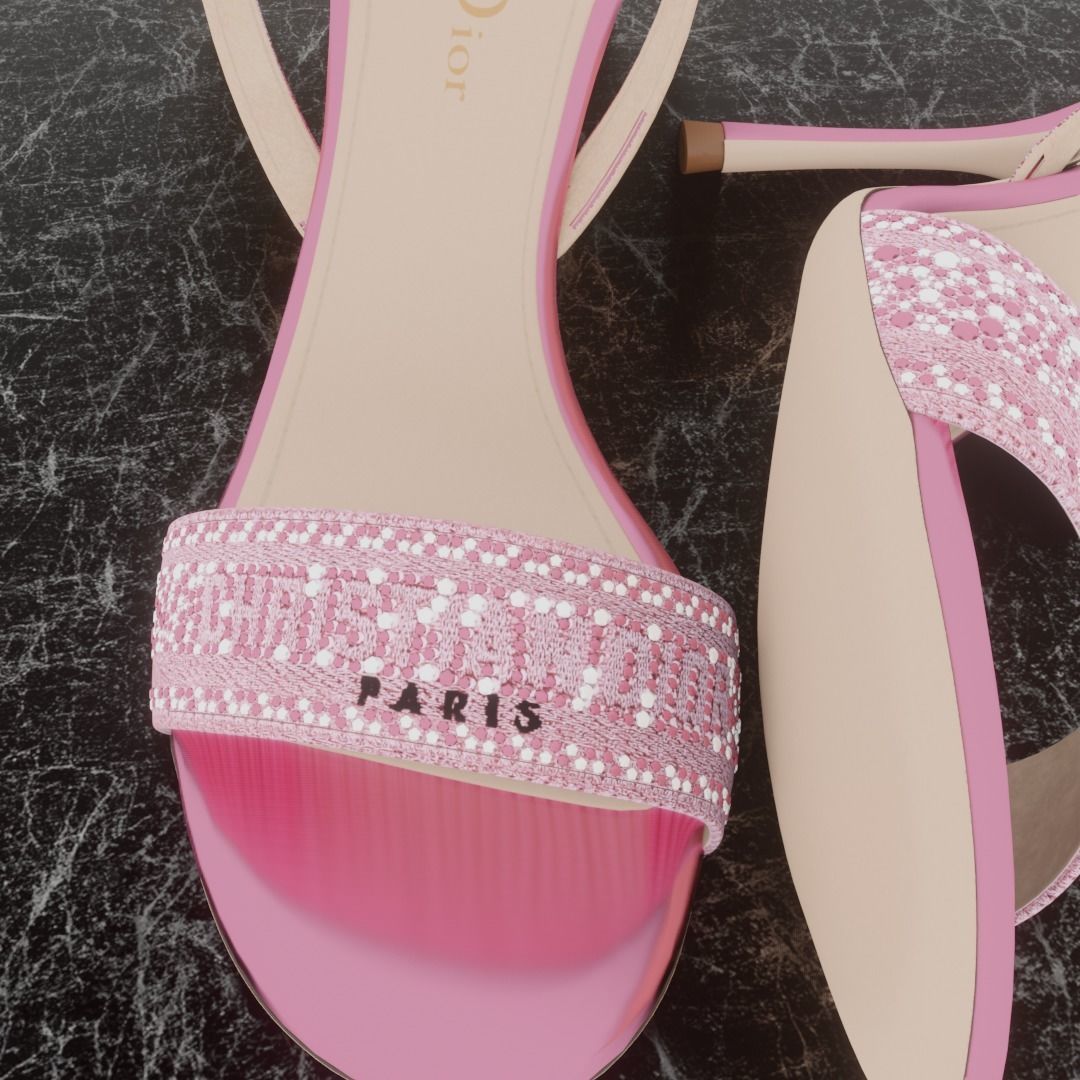 CHRISTIAN DIOR 3D DWAY HEELED SANDAL Low-poly 3D model_9