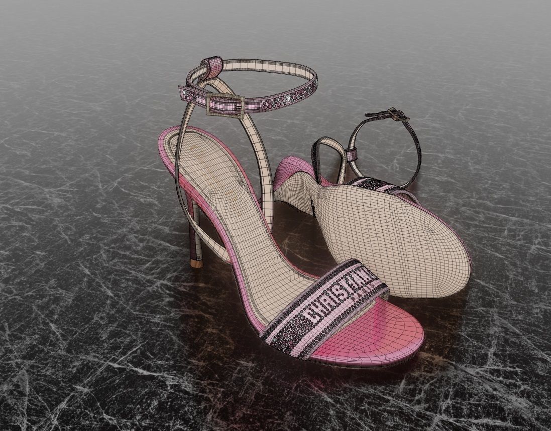 CHRISTIAN DIOR 3D DWAY HEELED SANDAL Low-poly 3D model_12