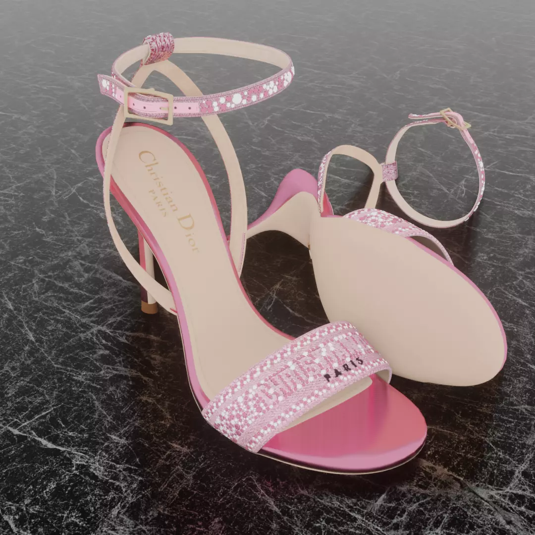 CHRISTIAN DIOR 3D DWAY HEELED SANDAL Low-poly 3D model_0
