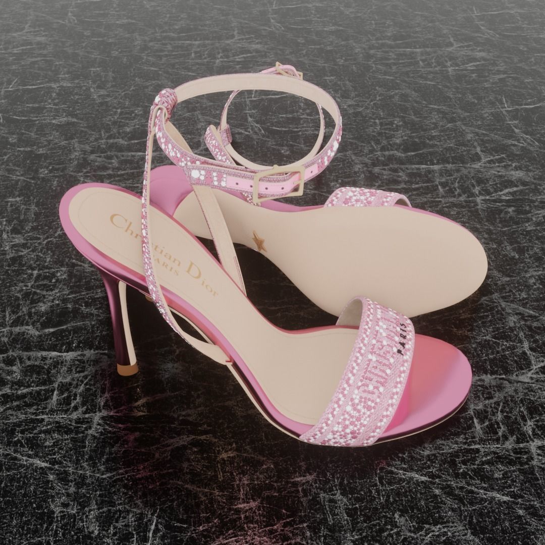 CHRISTIAN DIOR 3D DWAY HEELED SANDAL Low-poly 3D model_4