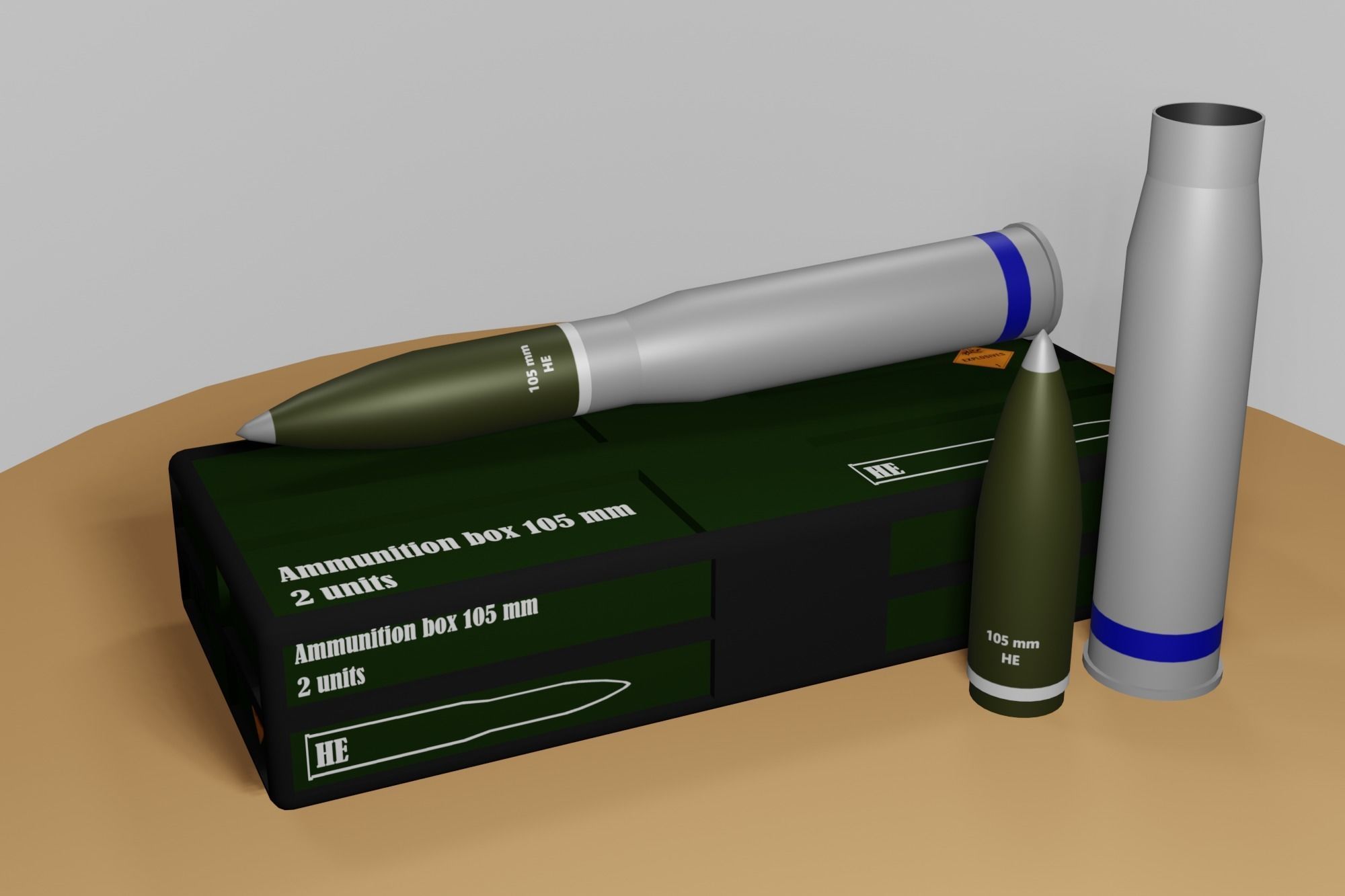  Ammunition HE 105mm Free 3D model_2