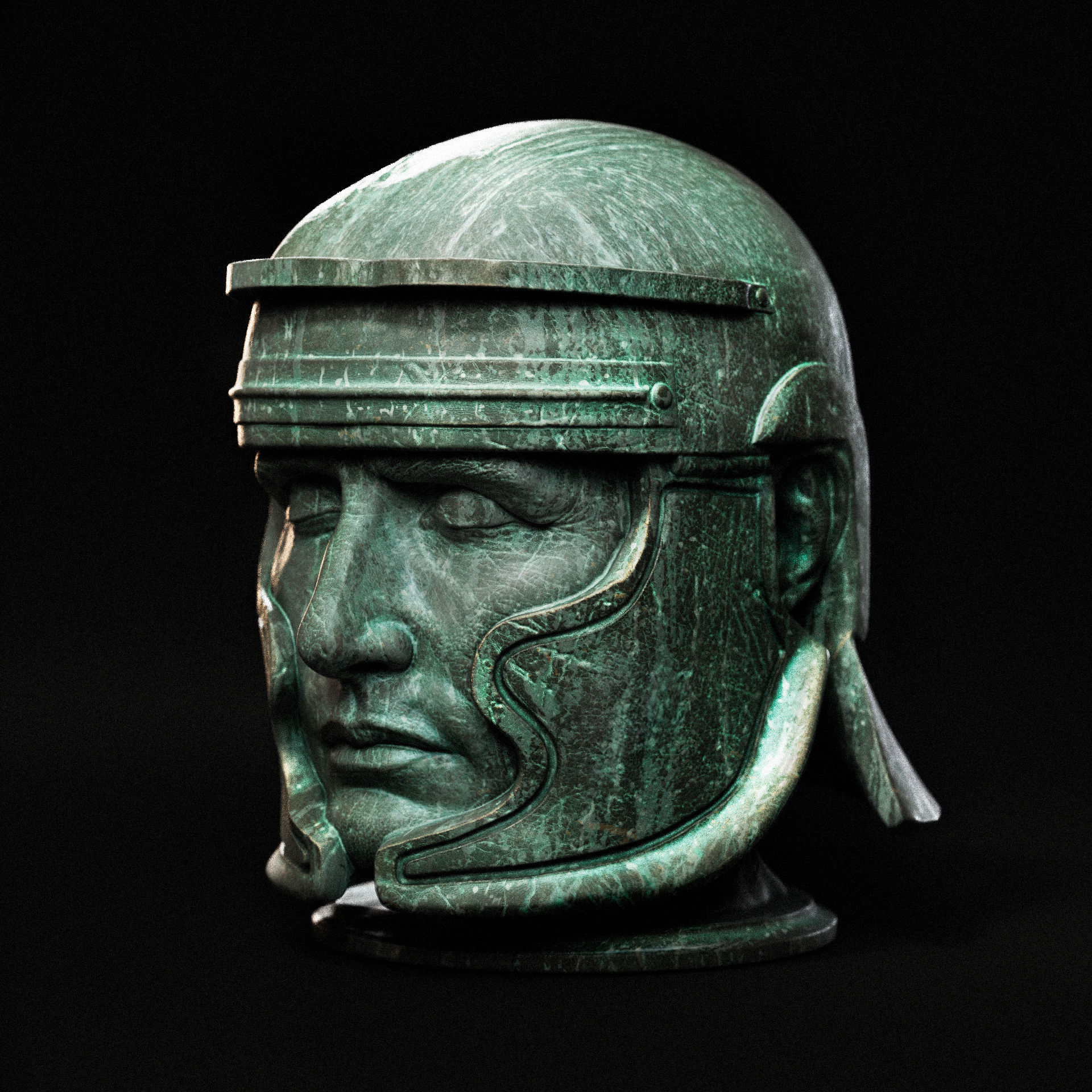 Head with Roman helmet 3D print model_1