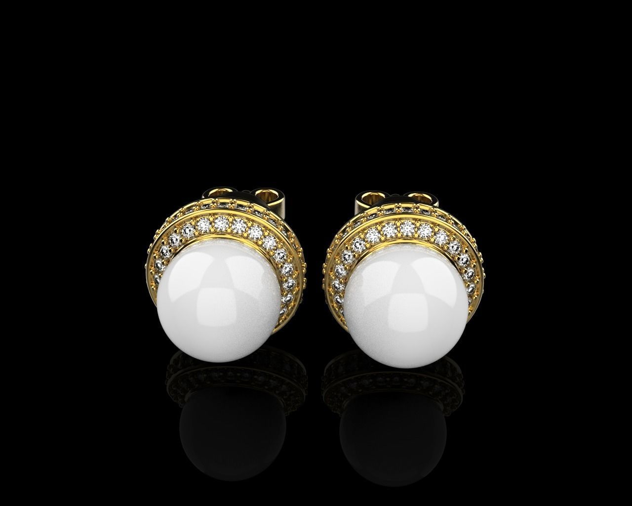 Stud earring with pearl model 800 3D print model_18